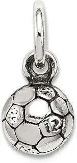 [JewelryWeb] 925 Sterling Silver Solid Polished Artisan Oxidized Antiqued Soccer Ball Char Pendant Necklace 7x6mm Wide-Pendant for Women