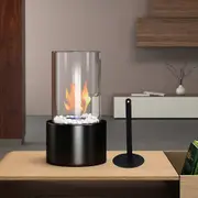 Belker Bioethanol Tabletop Fireplace PU Coated Tabletop Fireplace Decorative Stones Longer Burning Time Portable Bioethanol Fireplace