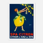 Galrie Vintage SpaCitron Lemon Drink Poster Art by Géo French Advertisement, White Frame, A3 30 x 42cm (12 x 16inch)