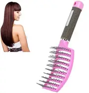 Hair Brush,Curved Vented Hairdressing Comb for Scalp Massage Anti-static No Hair Tangle Hair Comb for Women Men Styling Tools (Pink)