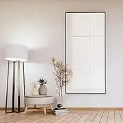 Modern Black Rectangular Full Length Mirror 70x140cm Aluminium Alloy Frame Minimalist Design Bedroom Bathroom Entryway Home Décor