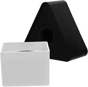 Kisangel 2Pcs Portable Abs Microphone Logo Flag Station Triangle Square Shaped Interview Mic Holder Display for Professional Use Lightweight Easy to Carry Black