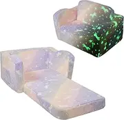 VEVOR Kids Couch, 2-in-1 Toddler Chairs Comfy, Toddler Couch Sofa Bed Fold Out, Convertible Sofa to Lounger, Kids Chair Seat Playroom Furniture for Kids Girls & Boys, Rainbow