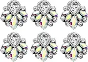 uxcell 6Pcs Handmade Beaded Patches, Glass Crystal Rhinestone Appliques Vintage Sew on Beaded Patch for Clothing DIY Sewing Accessories, AB Color