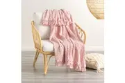 Renee Taylor Alysian 130x200cm Washed Cotton Textured Blanket Sofa Throw Blush