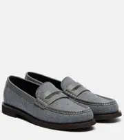 [Brunello Cucinelli] Brunello Cucinelli Monili leather-trimmed loafers AU 7 grey