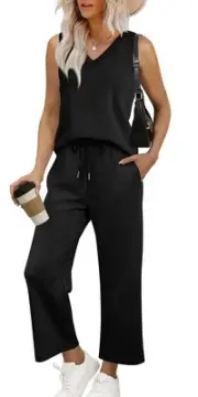 Two Piece Sets for Women Dressy Fashion V Neck Clothing Wide Leg Pants Travel...