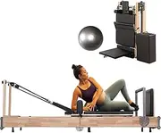 Wood Foldable Pilates Machine, Multi-Purpose Foldable Pilates Reformer for Home Strength Training