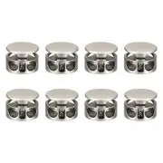 8Pcs Metal Cord Locks 3.5mm Double Hole Toggle Spring Stop Silver