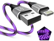 Light up iPhone Charger Cord, LED Lightning Cables 1 Pack | Apple MFi Certified | USB Fast Charging Cord for Apple iPhone 13 12 11 Pro Max XR XS X/8Plus/7Plus/6Plus/5s/iPad More (Purple, 3FT)