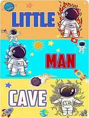 Metal Signs Little Man Cave Sign Boys Room Bedroom Spaceman Posters Signs Wall Decor Funny Tin Signs Wall Art Boys Bedroom Decor Signs vintage Tin Signs 8 x 12 Inch