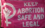 NEW Women's Rights Pink & White Protest Flag Pro-Choice Abortion Banner -3'x5'