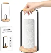 Gigecor Kitchen Paper Towel Holder Countertop for Standard and Jumbo-Sized Paper Towels, with Weighted Wooden Base for One-Handed Operation for Kitchen, Dining, Bathroom