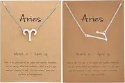 [Frodete] 2Pcs Leo Zodiac Necklace for Women 18 Constellation Necklace Zodiac Sign Horoscope Necklaces Zodiac Jewelry Gift Aries