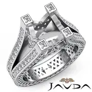 Natural Pave Set Diamond Engagement Ring 18k White Gold Emerald Semi Mount 2.2Ct
