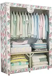 Folding Fabric Wardrobe, Large Creativity Bedroom Closet Multifunction Wardrobe Organiser Easy to Install Stable 160 * 110 * 45CM(Size:160 * 110 * 45CM,Color:D) (A 160 * 110 * 45CM)