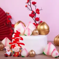 在飛比找ETMall東森購物網優惠-10個 壽桃蛋糕裝飾擺件 粉色金色祝壽桃子 壽公壽婆蛋糕裝扮