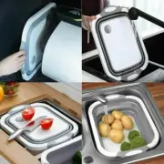 3IN1 Collapsible Washing Up Bowl Camping Foldable Chopping Cutting Board Kitchen