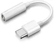 USB C to 3.5 mm Headphone Jack Adapter - Audio Aux Cable with DAC Chip for High-Quality Stereo Sound - Compatible with Google Pixel, Samsung Galaxy S22/S21/S20, Huawei P50/P40, OnePlus 9/8T/7T (White)