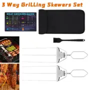 2PCS Metal Kabob 3-Prong Barbecue Skewers BBQ Sticks Grill Grilling Skewers Set