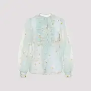 [Valentino] Valentino-Light Blue Silk Shirt-Donna 38 IT