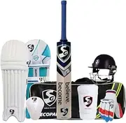 SG Eco Kashmir Willow Cricket Set | Complete Cricket Gear Set for Boys | Size 6 | Multicolor
