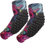 Youth Padded Arm Sleeves 1 Pair Compression Arm Protective Support for Basketball, Volleyball, Football Pink YL