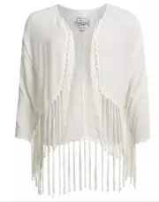 Super Dry Lacy Fringed Kimono Off White Top Size M