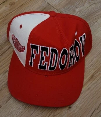 Detroit Red Wings Sergei Fedorov Vintage Starter Snapback HAT New With Flaws