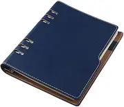 allcoupon A5 Refillable Leather Notebook, Blue Hardcover Notebook Daily Planner, with 6-Ring Binder for Men