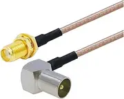 RG316 SMA Male to TV IEC PAL DVB-T Female Right Angle Connector Coaxial Pigtail Cable(SMA F toTV M90,2M)