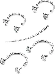 [Oufksiyy] 16g 18G 20G Internally Threaded F136 Titanium 8/10mm Horseshoe Septum Nose Lip Rings Piercings Cartilage Rook Sung Helix Daith Earrings Jewelry for Women Men 4Pcs