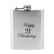 Hip Drinking Stainless Steel Flask Spirits Happy 21st Birthday Matte 7oz/210ml