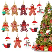 12Pcs Gingerbread Man Pendants Hanging Decorations for Christmas Tree Home Party-Style 3