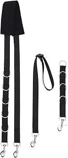 Adjustable Dog Grooming Belly Strap D-Rings Bathing Band Free Size Pet Traction Belt (Black)