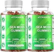 2 Pack Vitamatic Irish Sea Moss Gummies - 3000 mg - 60 Vegan Gummies - Made with Bladderwrack & Burdock Root - Seamoss Supplement for Thyroid, Energy, Immune Support