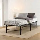 Single Foldable Metal Frame Bed Mattress Platform Under Bed Storage Space Black