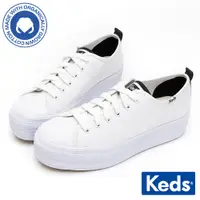 在飛比找蝦皮商城優惠-【Keds】TRIPLE UP 小心機厚底有機棉綁帶休閒鞋-