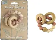 Koala Dream CA3004B Wooden Silicone Rings TEETHER-Pink : Silicone Teether for Babies