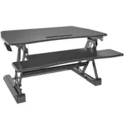 FORTIA Desk Riser 90cm Wide Adjustable Sit to Stand for Dual Monitor, Keyboard