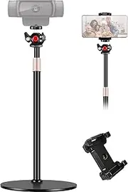 Webcam Stand for Desk, Raise Height Desktop Stand with Adjustment for Logitech Webcam C920 C922 BRIO, 360°Rotatable Ballhead Desktop Tripod for Live Streaming/Video Calling with 1/4" Thread