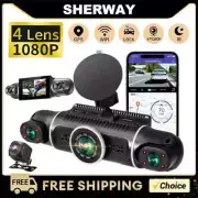 4 Lens Channel GPS Car DVR Dash Cam 1080P WiFi Recorder Video Dashcam Camcorder