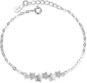 Fancy Link Chain Bracelet. Sterling Silver Bracelet For Women,Ladies 925 Sterling Silver Bracelet Exquisite Hand Silver Stars Chain Bracelet Fashion Bracelet