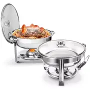 Warmounts Chafing Dish Buffet Set, 2 Pack 5-Quart round Buffet Chafe Warmer Set,