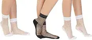 [SOLL] Women Fishnet Ankle Socks | Fashion Ribbon Socks 3-pairs Size 5-9