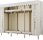 Polyester Portable Closets with Curtain Large Capacity Storage Organizer Modern Free Standing Wardrobe Closet