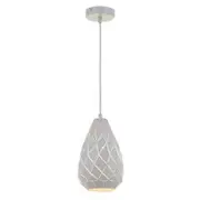 Telbix Simon Small Egg Shape Metal Pendant Light - White