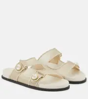[Jimmy Choo] Jimmy Choo Fayence leather-trimmed sandals AU 12 beige