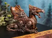 Small Photon Steampunk Cyborg Dragon Statue Mechanical Robotic Winged Beast
