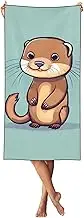 YANYU Cartoon Cute Otters Print Bathroom Towels Beach Towel Oversized for Adults Quick Dry Lightweight for Summer